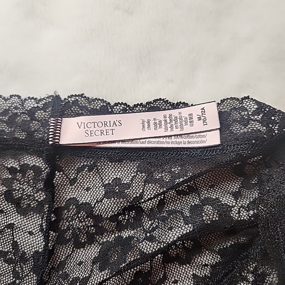 Victoria's Secret Panties Cheeky Panty Lacie Blue Silver Lace Up Strappy Medium - Picture 6 of 8